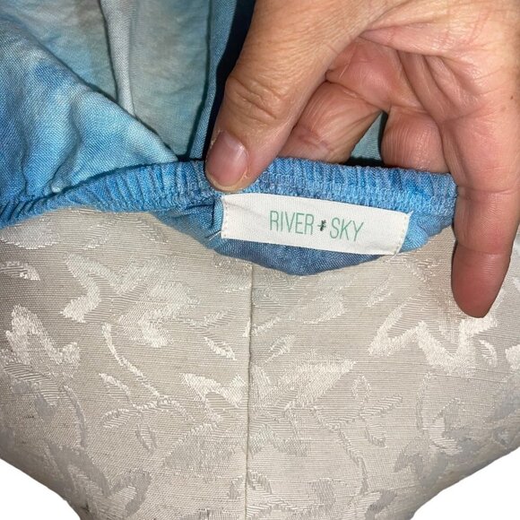 River Sky Womens Dress Size Medium Blue Linen Melody Off The Shoulder Tie Dye - Picture 4 of 7